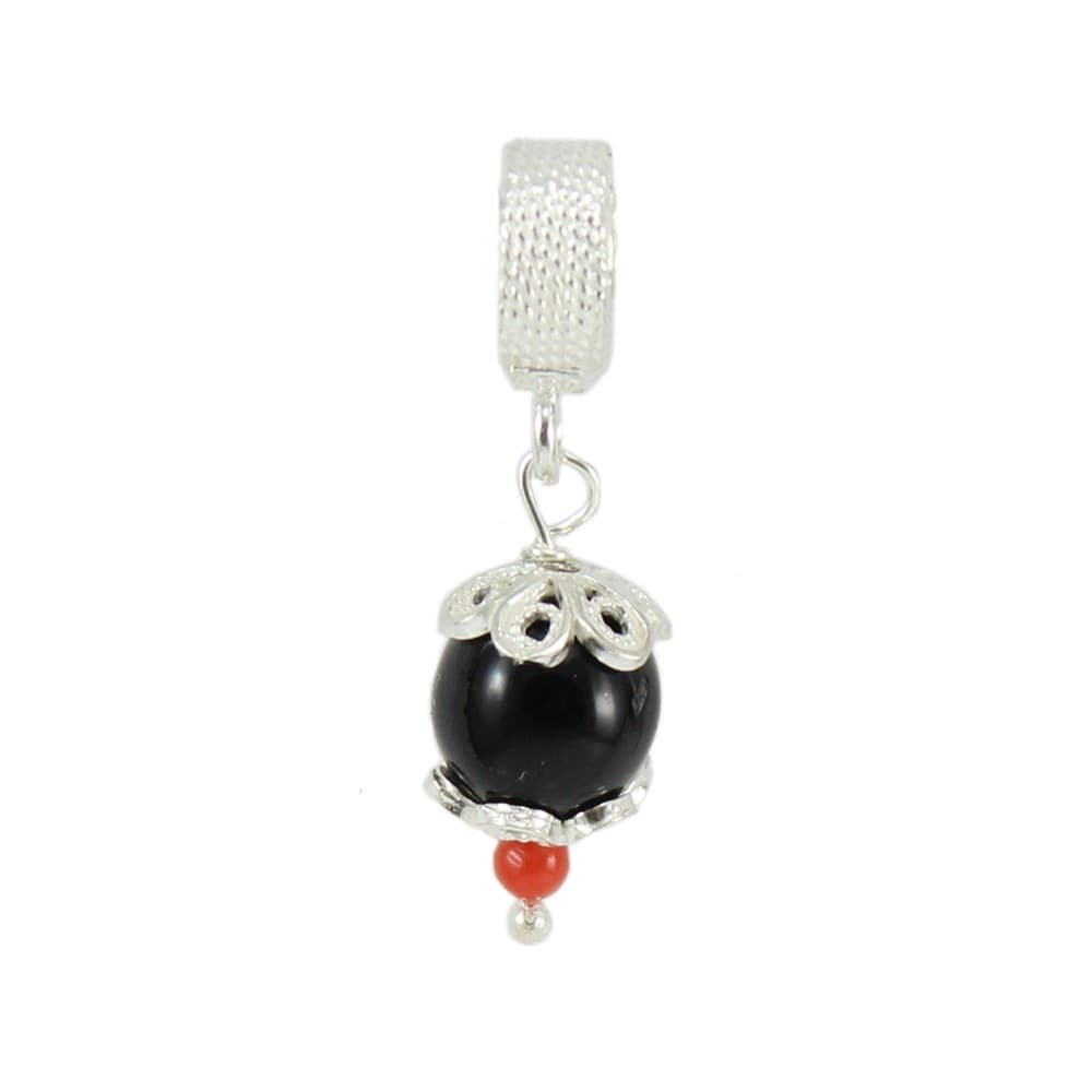 Charm pendente in argento su coccu con corallino Filu & Trama in Bead Charm Gioielleria Saba - Dolianova, commercioVirtuoso.it
