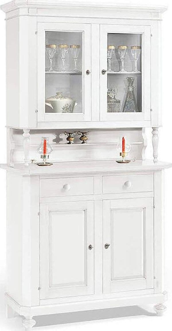 CHELSEY---credenza-con-vetrina-in-legno-massello-104x43x218-Bianco-Milani-Home