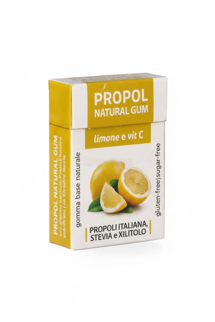 Chewing propol natural gum - con propoli - limone e vitamina c 25 g senza zucchero. dolcificato con stevia e xilitolo