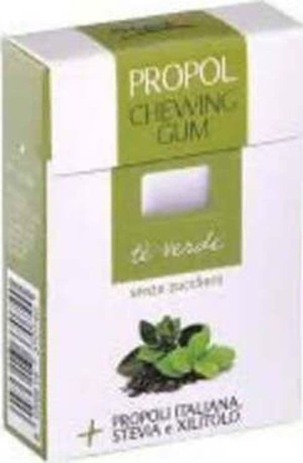 Chewing propol natural gum - con propoli – gusto tè verde 25 g - gomma da masticare senza zucchero, con propoli e stevia e xilitolo 100% italiana