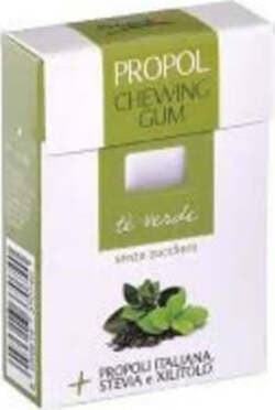 Chewing propol natural gum - con propoli – gusto tè verde 25 g - gomma da masticare senza zucchero, con propoli e stevia e xilitolo 100% italiana