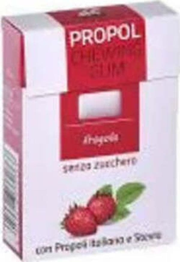 Chewing propol natural gum- con propoli – gusto fragola 25 g - gomma da masticare senza zucchero, con propoli e stevia e xilitolo 100% italiana