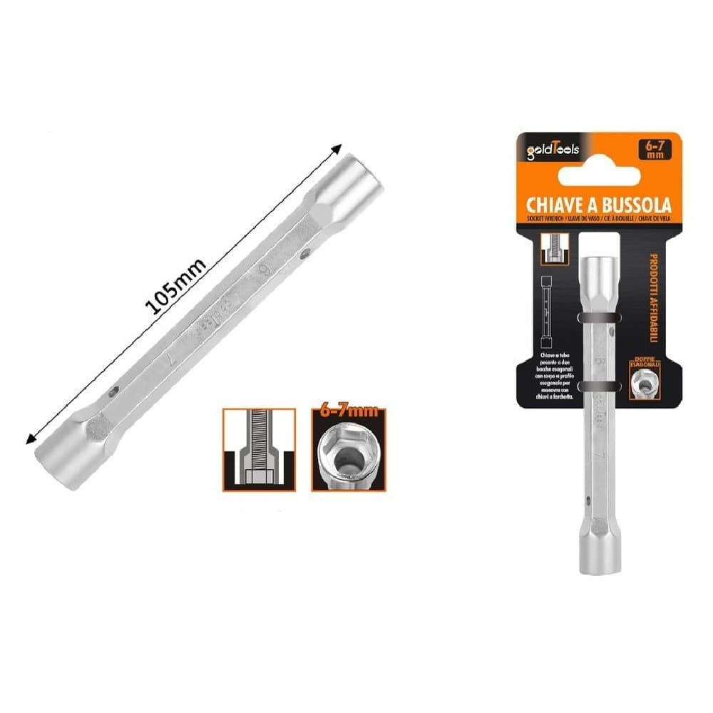 Chiave A Bussola Tubo Esagonale Da 105 Mm Doppie Bocche Esagonali 6-7 Mm 97547 Fai da te/Utensili elettrici e a mano/Utensili a mano/Chiavi e chiavi inglesi/Chiavi a bussola Trade Shop italia - Napoli, Commerciovirtuoso.it