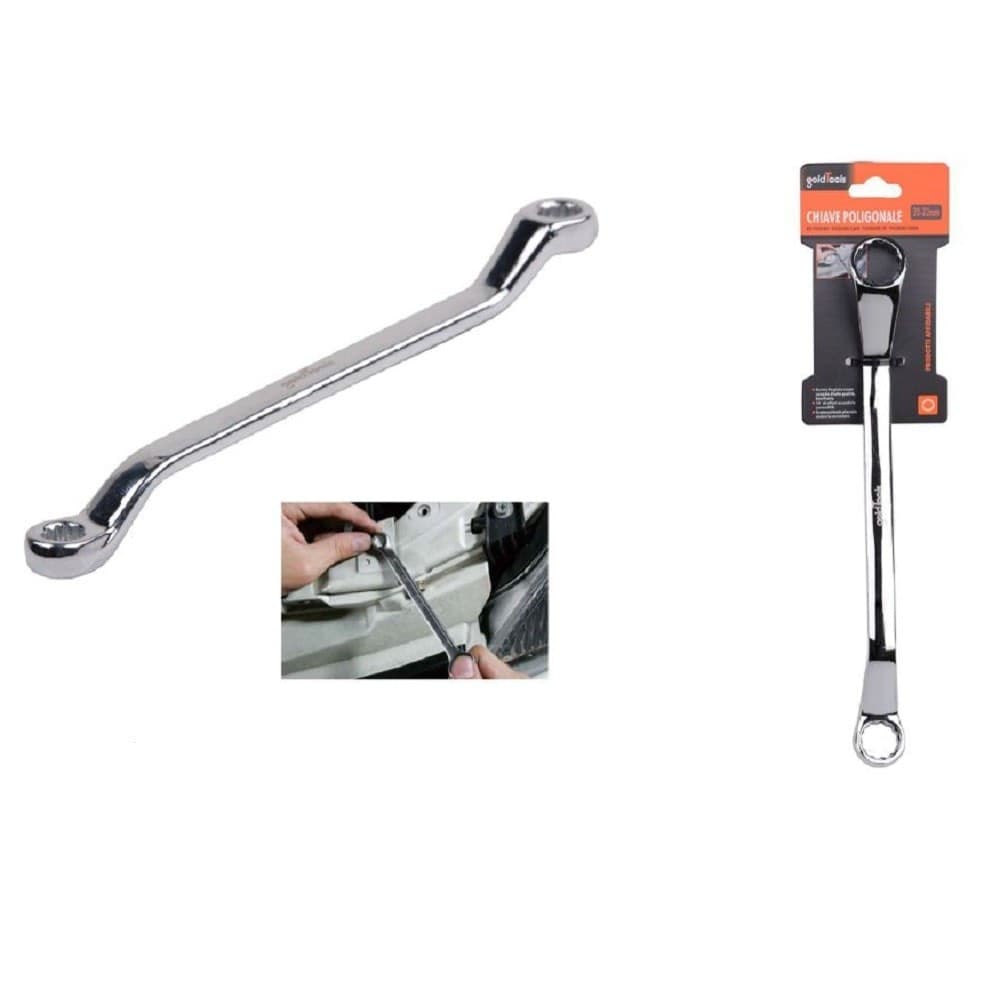 Chiave Fissa Poligonale Doppia Testa Curva 20-22mm Anello A Stella Cromata 91697 Fai da te/Utensili elettrici e a mano/Utensili a mano/Chiavi e chiavi inglesi/Chiavi a bussola Trade Shop italia - Napoli, Commerciovirtuoso.it