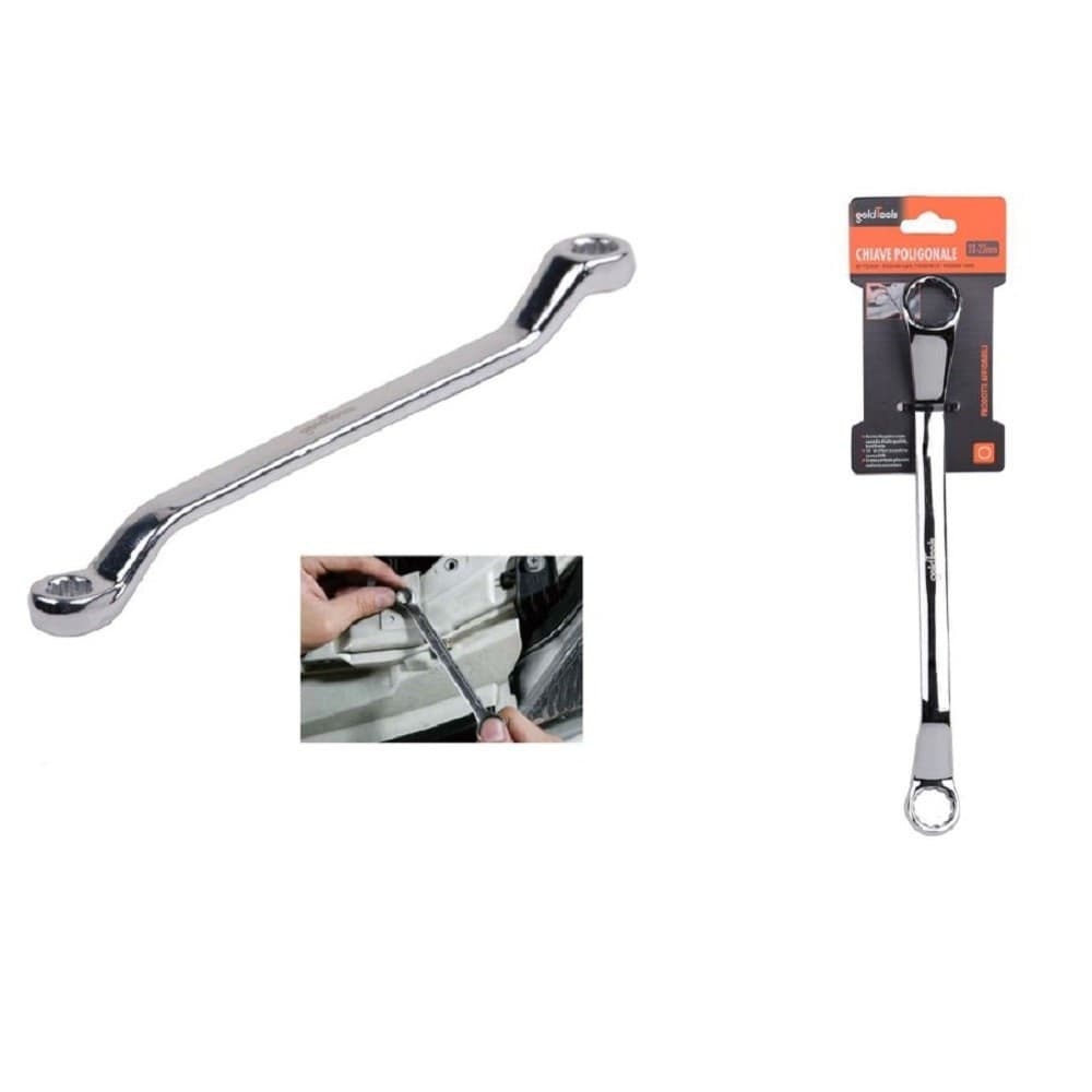 Chiave Fissa Poligonale Doppia Testa Curva 21-23mm Anello A Stella Cromata 91698 Fai da te/Utensili elettrici e a mano/Utensili a mano/Chiavi e chiavi inglesi/Chiavi a bussola Trade Shop italia - Napoli, Commerciovirtuoso.it