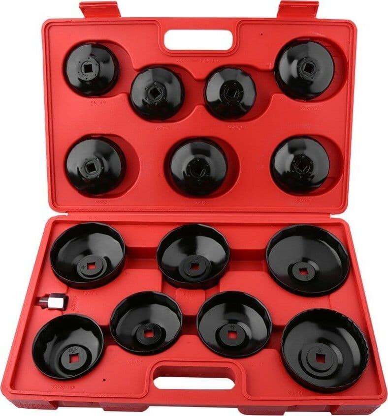 Chiavi-Filtro-Olio-Auto-Kit-Chiave-A-Tazza-15-Pz-Svita-Tutti-Modelli-Universale-Tools