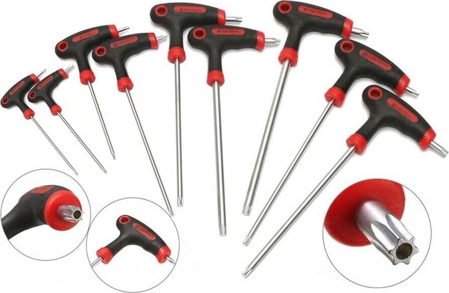 Chiavi-Torx-Lunghi-Kit-9-Cacciaviti-A-T-Con-Foro-Stella-Impugnatura-Antiscivolo-Tools