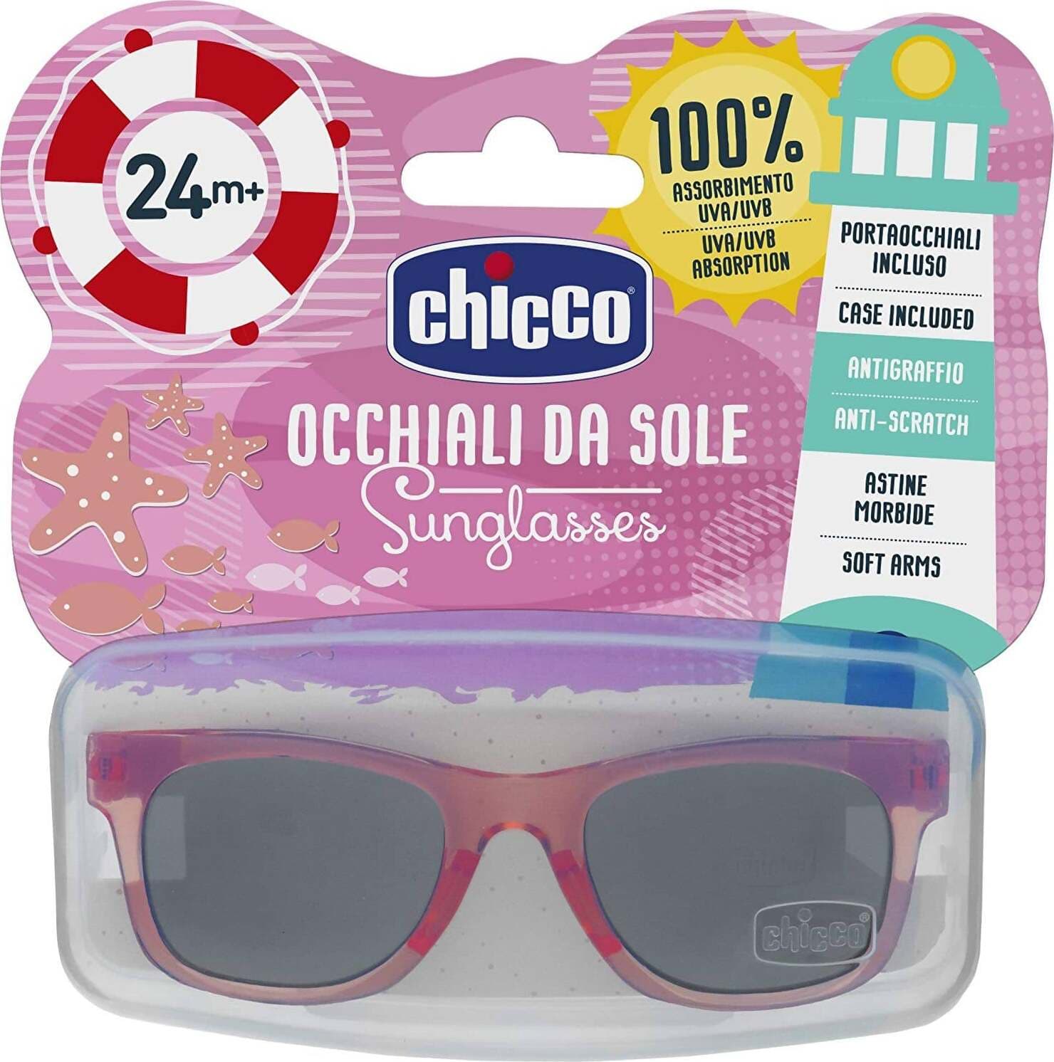 Chicco Occhiale Da Sole Bimba 24+ Multicolore Albicocca Con Lenti Antigraffio E Montatura Flessibile Protezione Dai Raggi Uva E Uvb