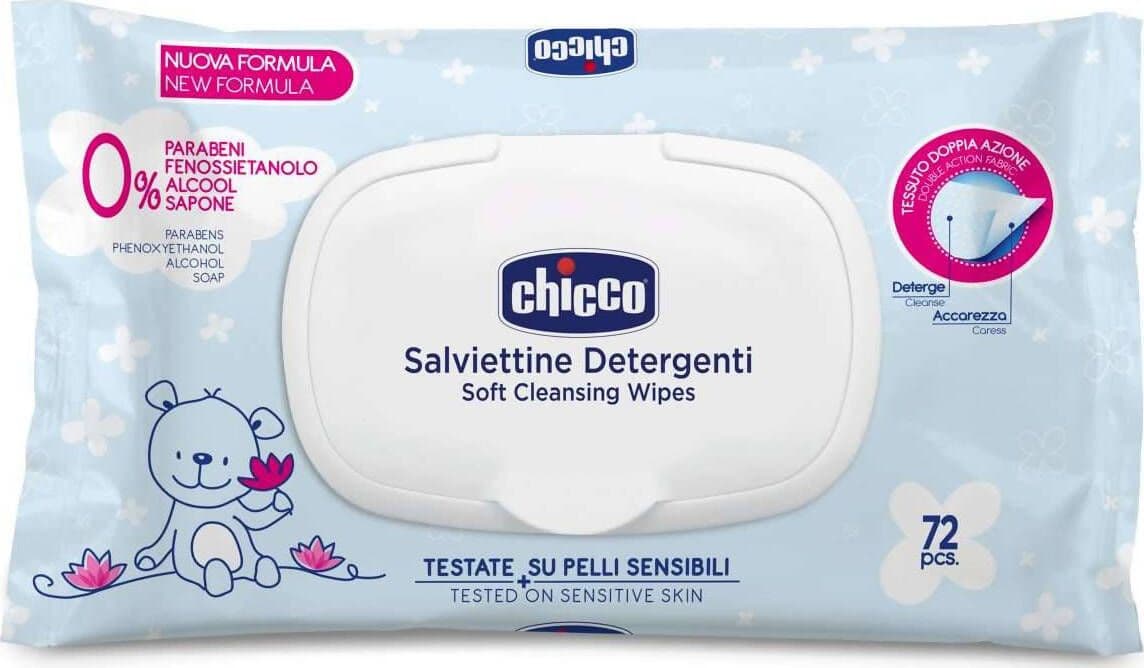 Chicco Salviettine Detergenti 72 Pezzi Con Fior Di Loto 0% Parabeni, Fenossetanolo, Alcool E Sapone Pratico Sistema Apri E Chiudi Salviettine Sanitaria Gioia del Bimbo - Villa San Giovanni, Commerciovirtuoso.it