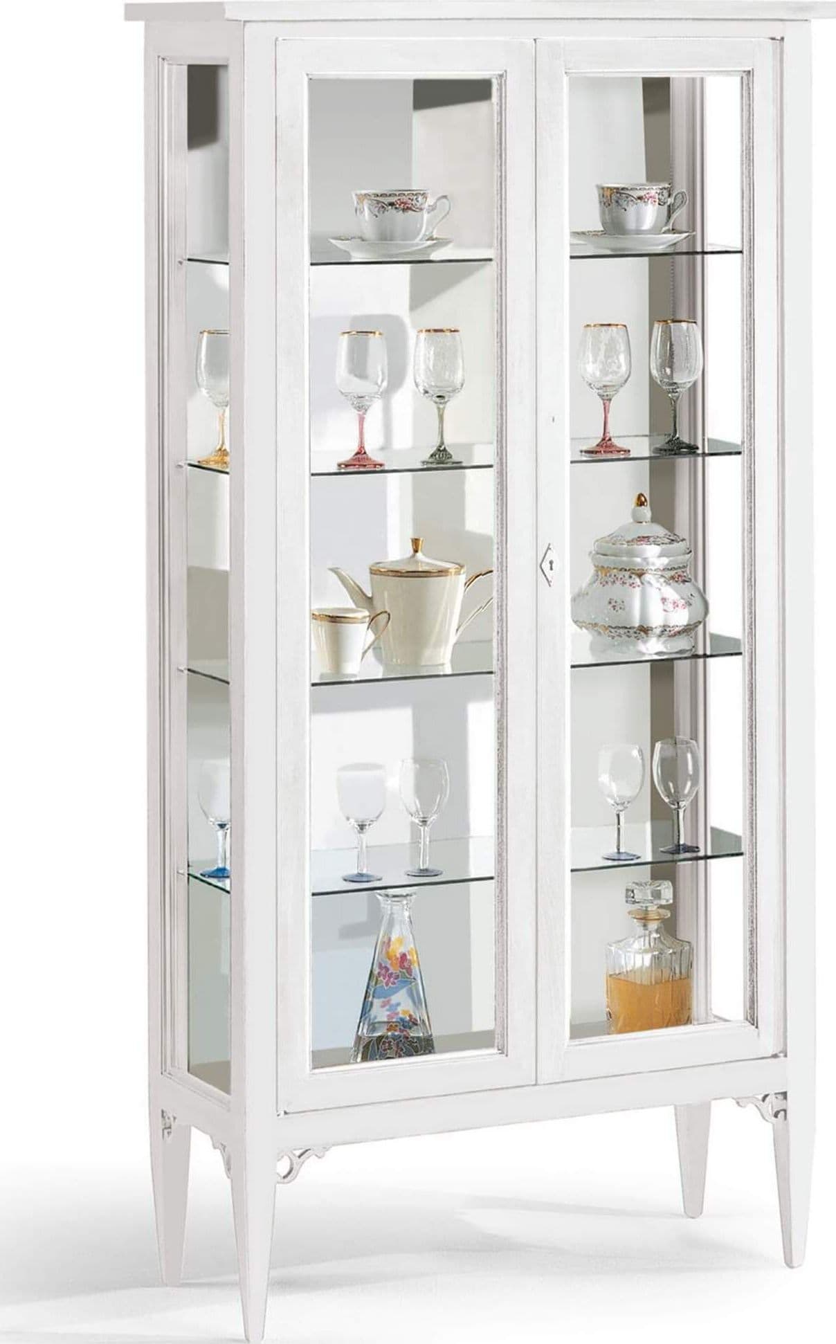 CHRISTAL---credenza-con-vetrina-in-legno-massello-89x34x170-Bianco-Milani-Home