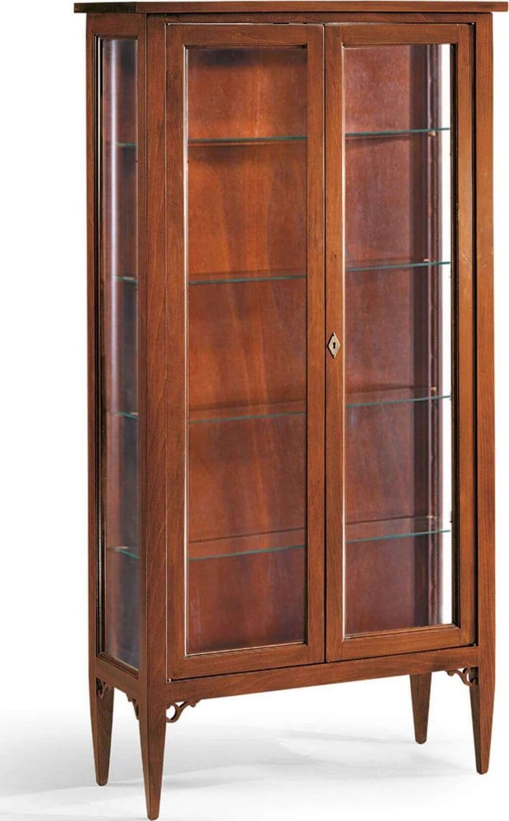 CHRISTAL---credenza-con-vetrina-in-legno-massello-89x34x170-Tinta-noce-Milani-Home