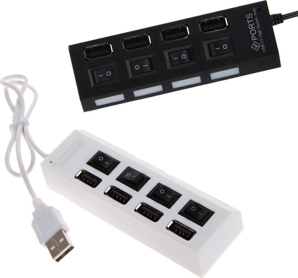 Ciabatta Usb Multipresa Hub Con 4 Porte Usb 2.0 Nera O Bianca E Led Blu Elettronica/Informatica/Accessori/USB Hub Trade Shop italia - Napoli, Commerciovirtuoso.it