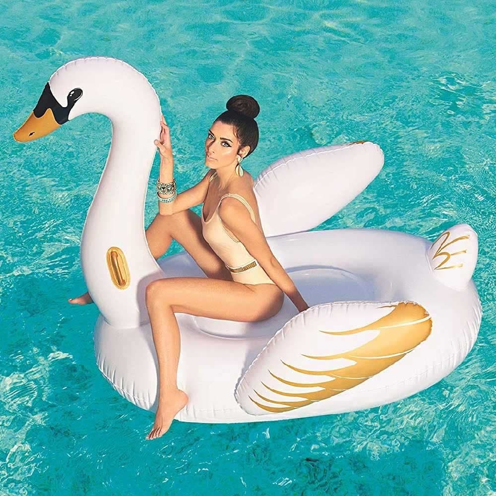 Cigno-Fashion-Luxury-Cavalcabile-Gigante-169-X-169-Cm-Bianco-E-Oro-Isola