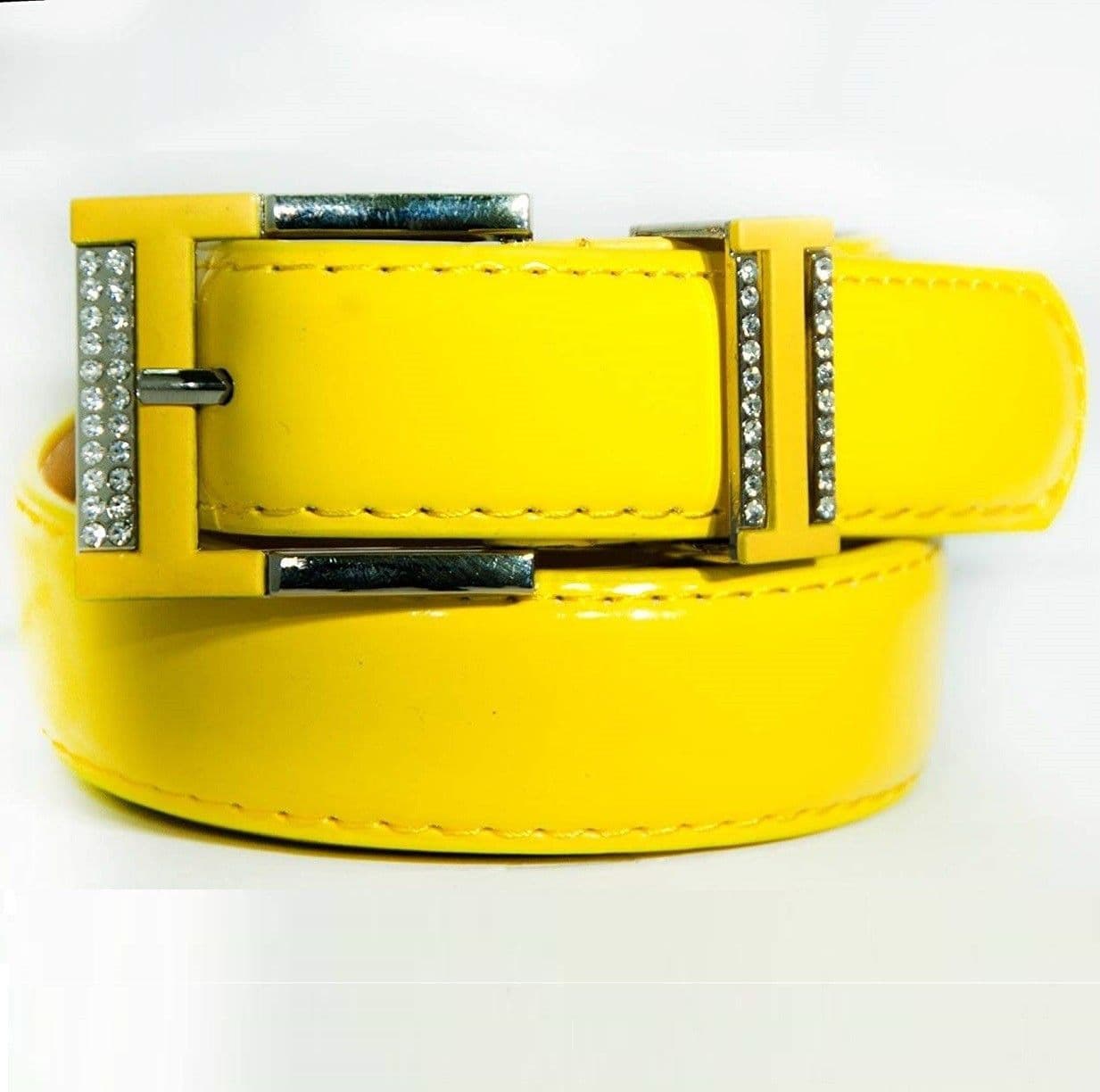 Cintura Giallo Ecopelle Pelle Cinta Tessuto Fibbia In Metallo Brillantini Moda/Donna/Accessori/Cinture Trade Shop italia - Napoli, Commerciovirtuoso.it