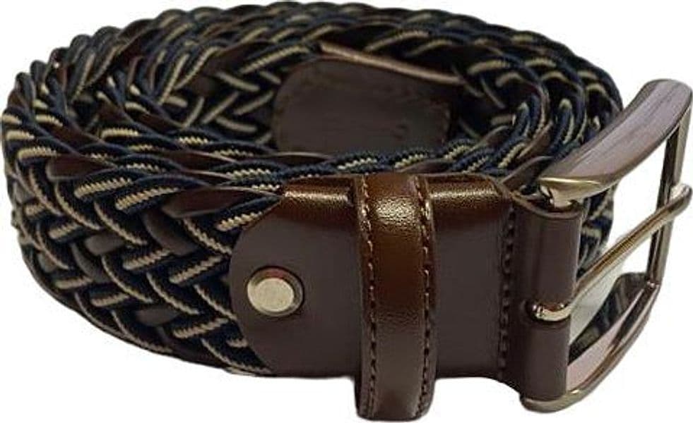 Cintura uomo Bergamotto - Intrecciata - Pelle e Tessuto - Blu/bianco/testa di moro in Cinture Couture - Sestu, commercioVirtuoso.it