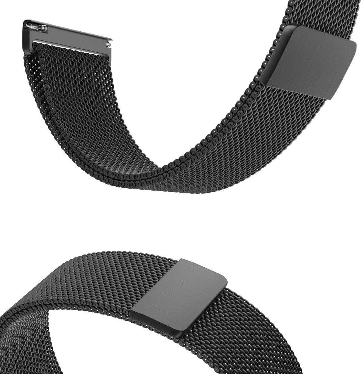 CINTURINO MAGLIA MILANO CHIUSURA CALAMITA RICAMBIO OROLOGIO 20MM NERO