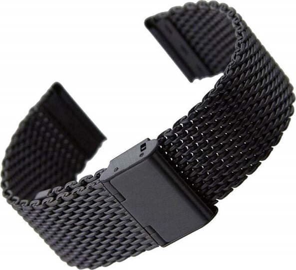 CINTURINO MAGLIA MILANO UNIVERSALE RICAMBIO OROLOGIO LARGHEZZA 22MM NERO