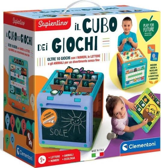 Clementoni - 16255 - Sapientino - Il cubo dei giochi - tavolo attività - cubo attività bambini - gioco educativo 3 anni - materiali 100% riciclati - Play For Future - Made in Italy Giocattoli Sanitaria Gioia del Bimbo - Villa San Giovanni, Commerciovirtuoso.it