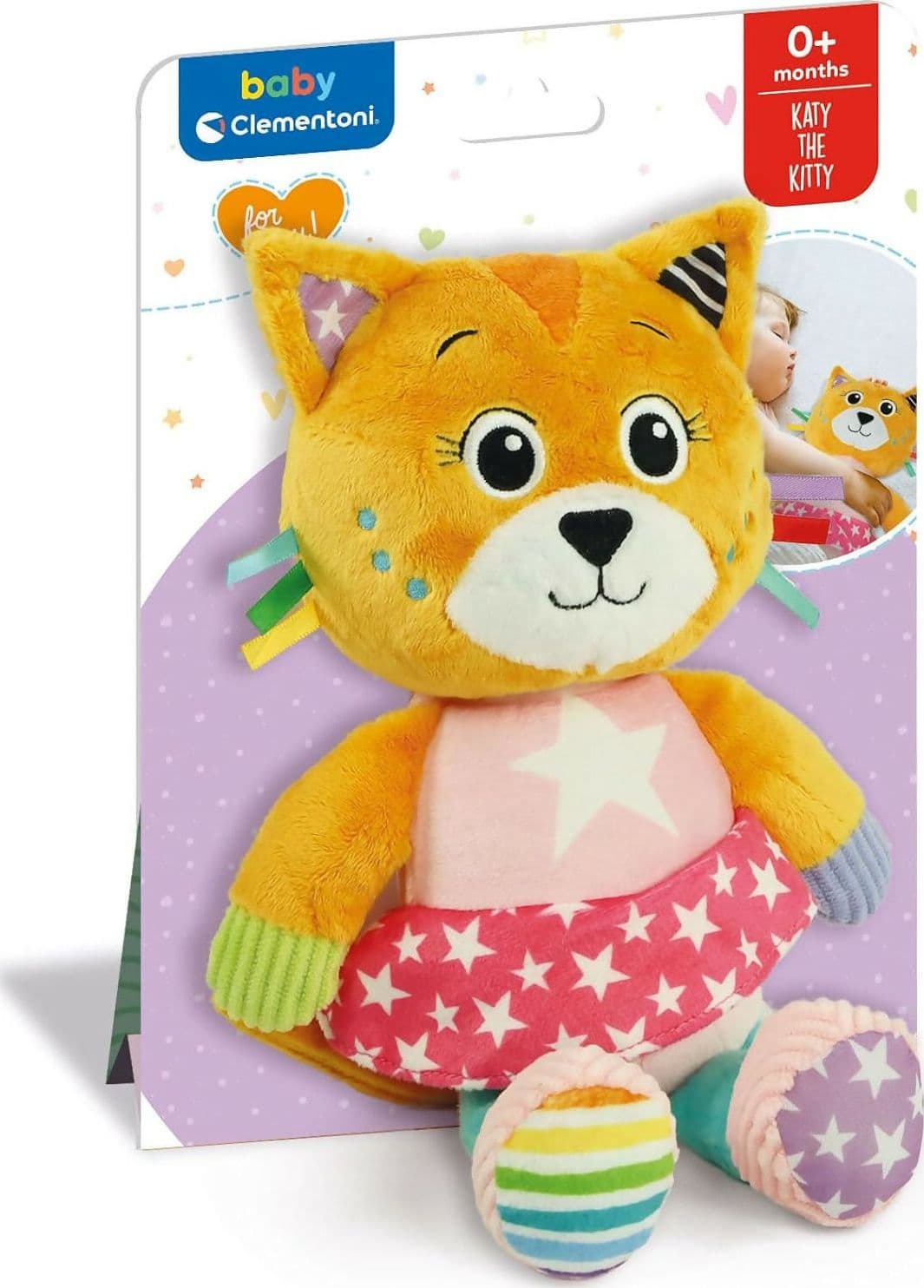 Clementoni--Baby-for-You-Gatto-Katy-The-Kitty-Peluche,-Gioco-Prima-Infanzia,-Giocattolo-Prime-attività,-Pupazzo-Neonato-Lavabile-in-Lavatrice,-0-36-Mesi,-Multicolore,-17908