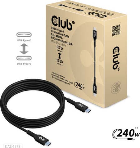 CLUB3D-USB-2.0-Type-C-Bi-Directional-Cable-Data-480Mb-Pd-240W(48V/5A)-EPR-2m