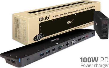 CLUB3D-USB-Gen1-Type-C-Triple-Display-Dynamic-PD-Charging-Dock-100W