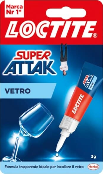 Colla Super Attak Vetro - 3 gr - trasparente - Loctite Cancelleria e prodotti per ufficio/Archivio ufficio e accessori per scrivania/Nastri colle elastici e graffette/Adesivi e colle/Super colla Eurocartuccia - Pavullo, Commerciovirtuoso.it