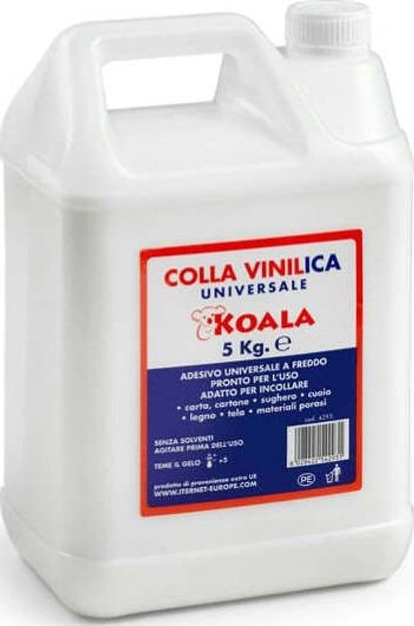 Colla vinilica universale - 5kg - bianco - Koala Cancelleria e prodotti per ufficio/Archivio ufficio e accessori per scrivania/Nastri colle elastici e graffette/Adesivi e colle/Adesivi spray Eurocartuccia - Pavullo, Commerciovirtuoso.it