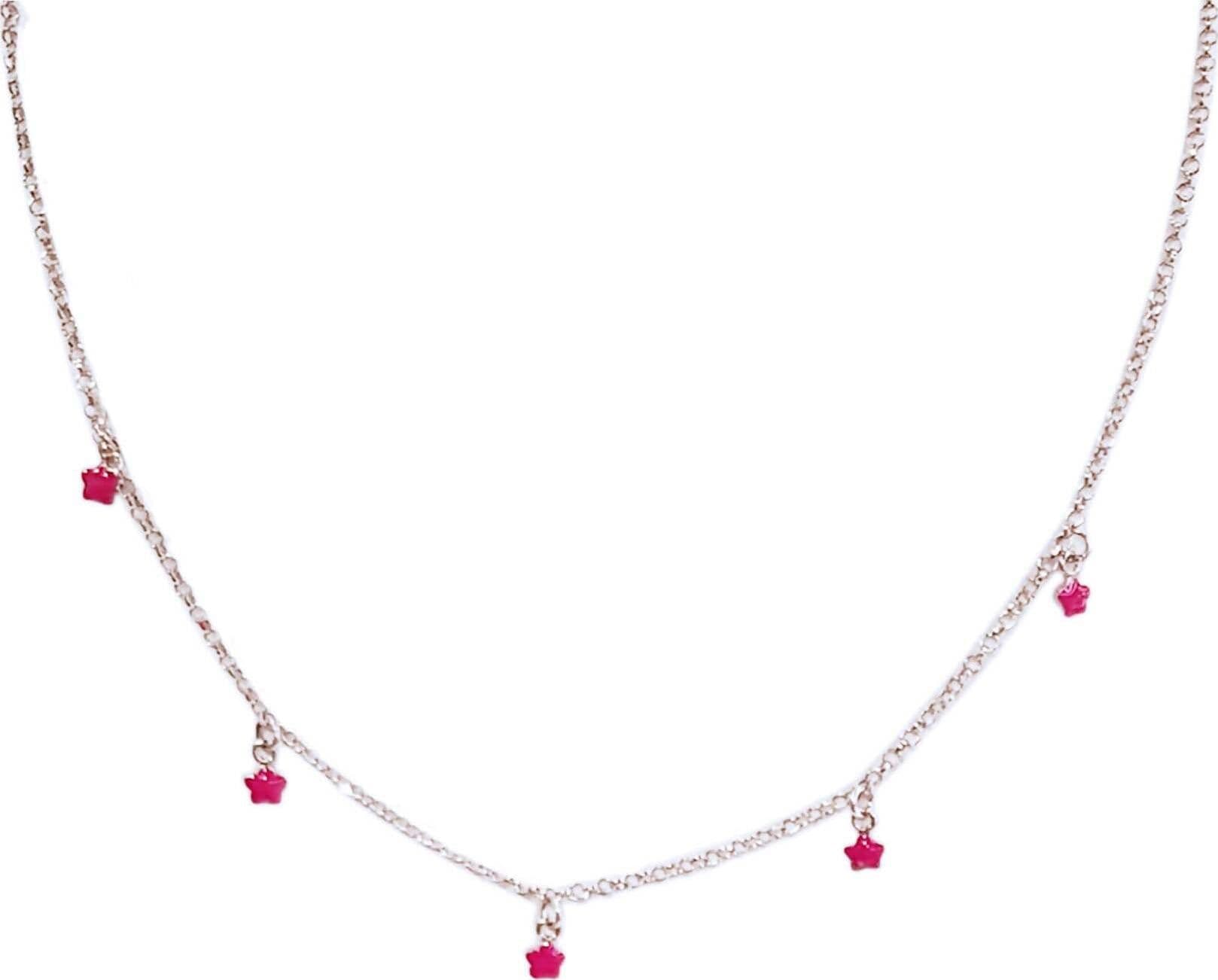 Collana Bimba- Ragazza in Argento 925 Millesimi con Stelline Smaltate Fuchsia Pendenti in Collane E B Gioielli - Siderno, commercioVirtuoso.it