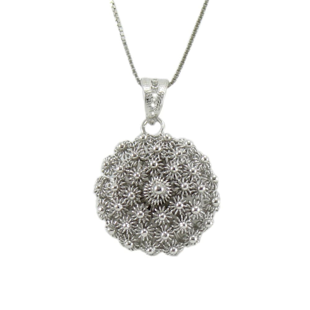 Collana con ciondolo pendente filigrana sarda in argento rodiato in Collane Gioielleria Saba - Dolianova, commercioVirtuoso.it