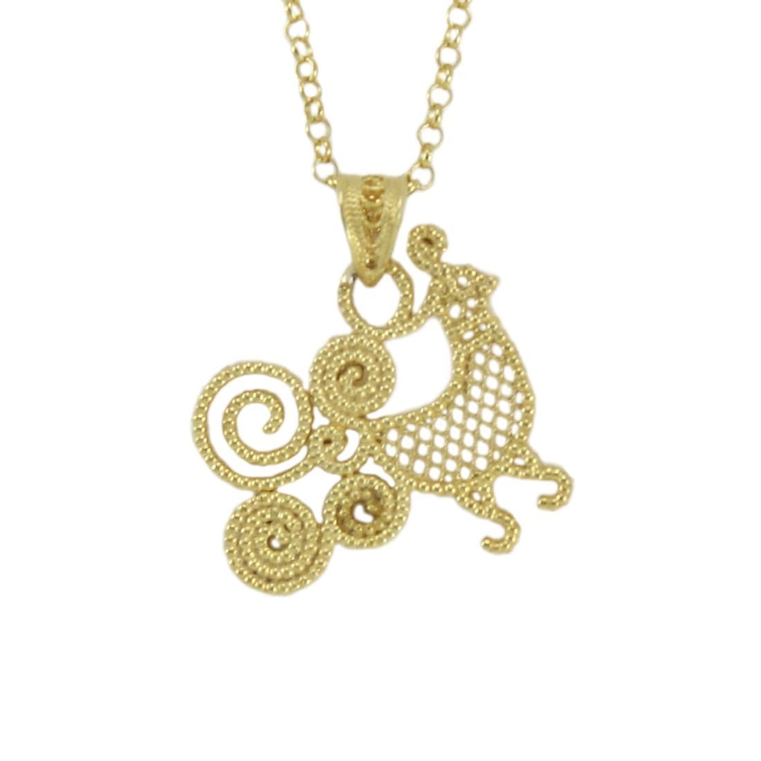 Collana Sarda Donna in Argento Dorato con Pendente Pavoncella in Filigrana – Artigianato Sardegna in Collane Gioielleria Saba - Dolianova, commercioVirtuoso.it