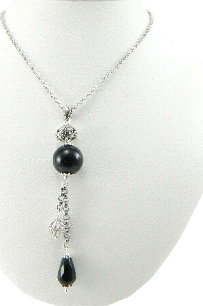 Collana sarda con bottone e su coccu onice nero argento 925 in Collane Gioielleria Saba - Dolianova, commercioVirtuoso.it