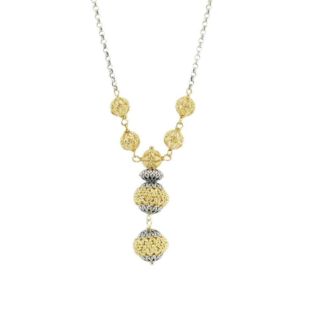 Collana donna sfere filigrana sarda in argento traforate dorate e brunite in Collane Gioielleria Saba - Dolianova, commercioVirtuoso.it