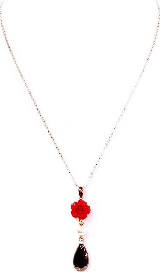 Collana In Argento 925 Nihama con pendente in Corallo Perla bianca e Opale Collanina per Lei Elegante Idea regalo per SIgnora in Collane E B Gioielli - Siderno, commercioVirtuoso.it