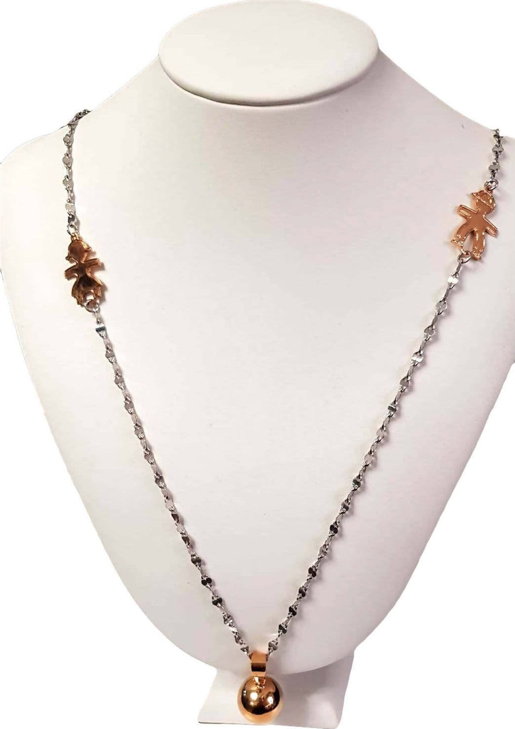 Collana lunga in Acciaio Chiama Angeli collana buon Auspicio per Mamme in Gravidanza con campanellino richiamo Angelo Placcata acciaio Roseè in Collane E B Gioielli - Siderno, commercioVirtuoso.it