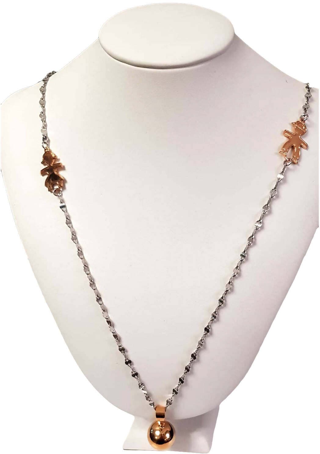 Collana lunga in Acciaio Chiama Angeli collana buon Auspicio per Mamme in Gravidanza con campanellino richiamo Angelo Placcata acciaio Roseè in Collane E B Gioielli - Siderno, commercioVirtuoso.it