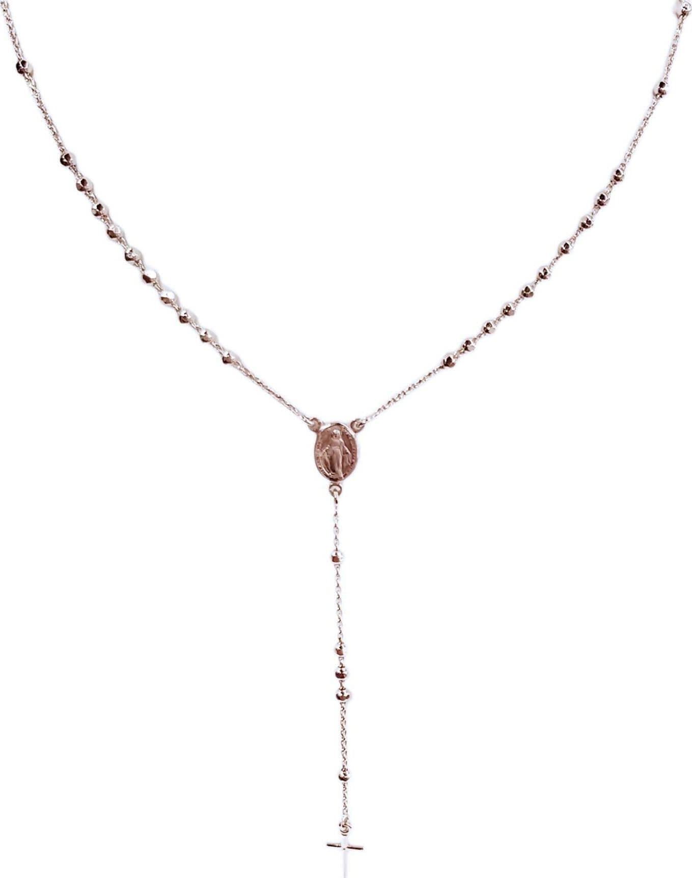 Collana Rosario Unisex in Argento 925 millesimi Rosiato in Oro Bianco 60cm in Collane E B Gioielli - Siderno, commercioVirtuoso.it