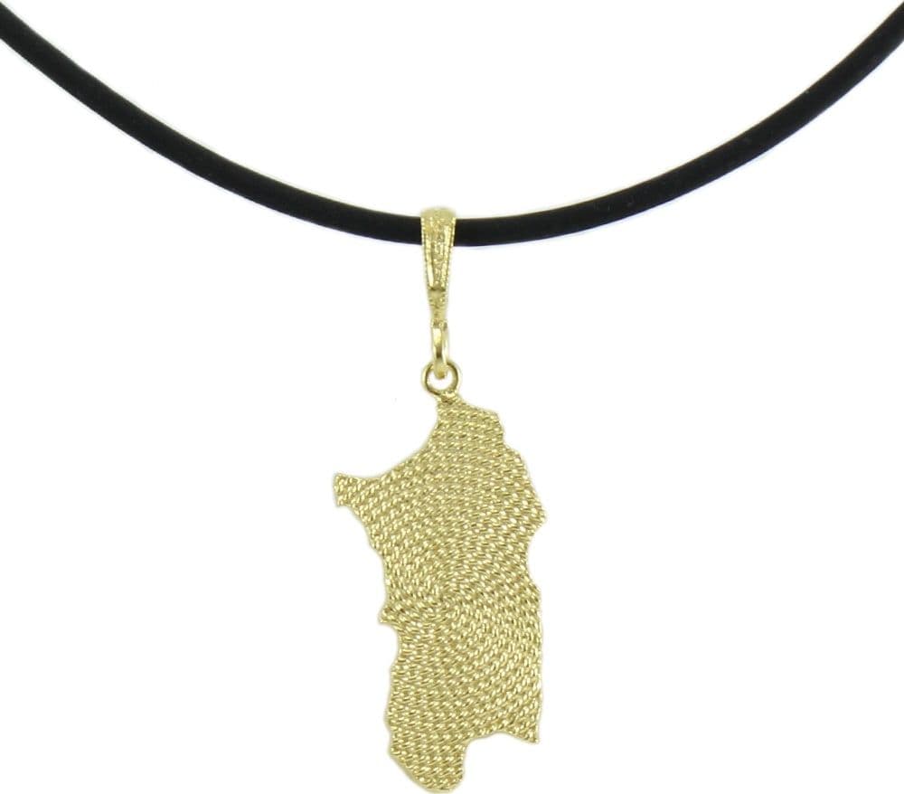 Collana uomo caucciù con pendente Sardegna in argento dorato lavorazione corbula in Collane Gioielleria Saba - Dolianova, commercioVirtuoso.it