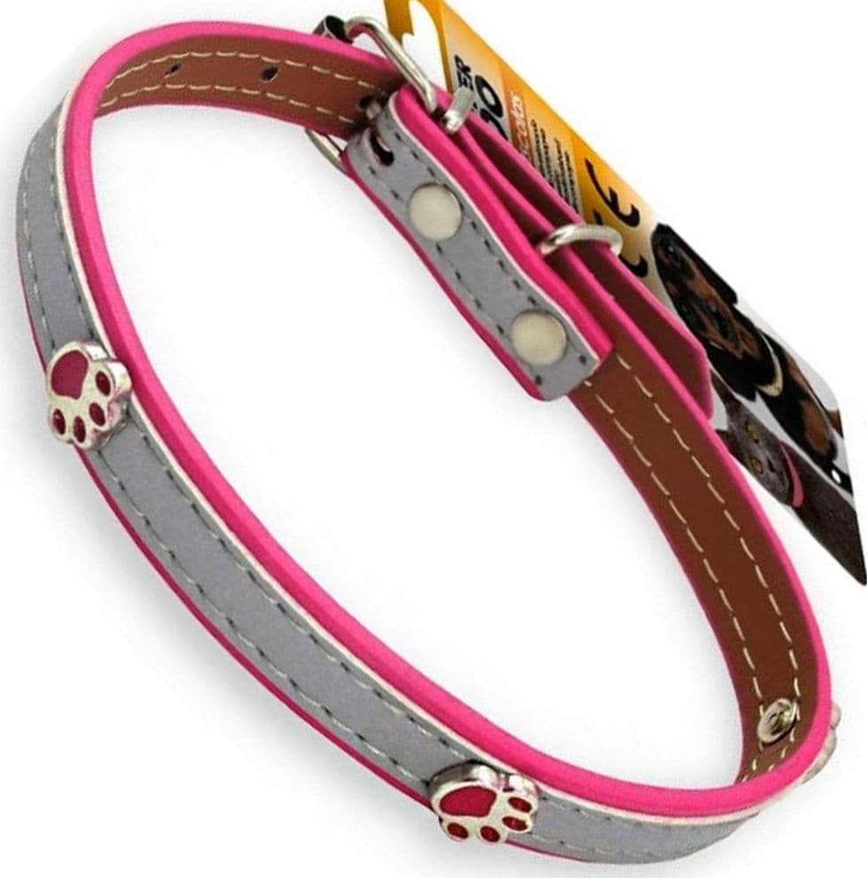 Collare-Per-Cani-Cuccioli-Gatti-Animali-In-Cuoio-40-Cm-Strass-Zampetta-Unisex