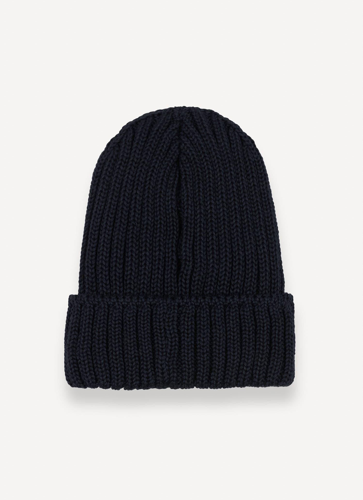 Cappello unisex Colmar navy blue in lana a coste con risvolto e logo frontale retro