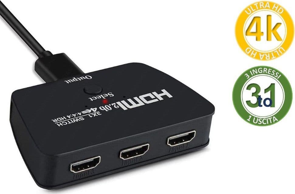Commutatore Switch Hdmi 3 Ingressi 1 Uscita Ultrahd 4k Pulsante Selezione Q-a137 Elettronica/Home Cinema TV e video/Accessori/Cavi/Cavi HDMI Trade Shop italia - Napoli, Commerciovirtuoso.it