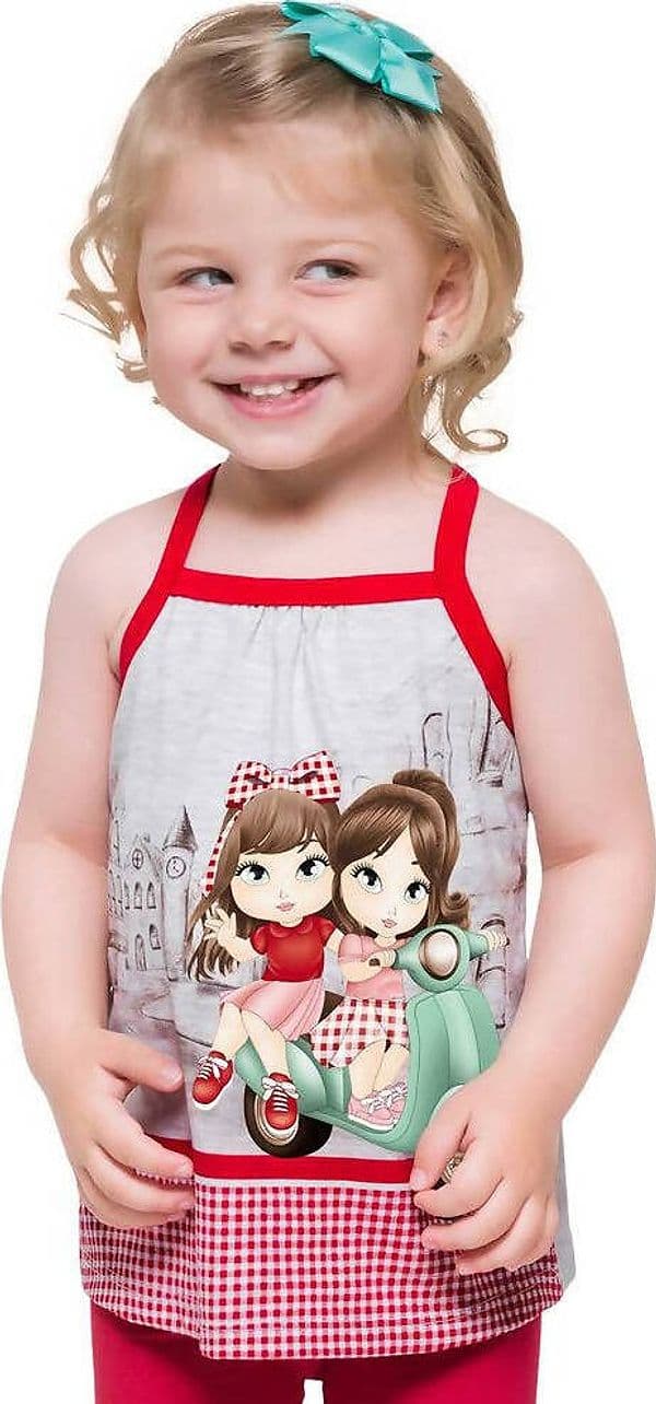 Completino Bimba Canottiera Leggings Pinocchietto Bianco e Rosso Estivo Completo Tuta Leggero Bambina Canotta Pantaloncini Attillati Tuta Estate Kyly