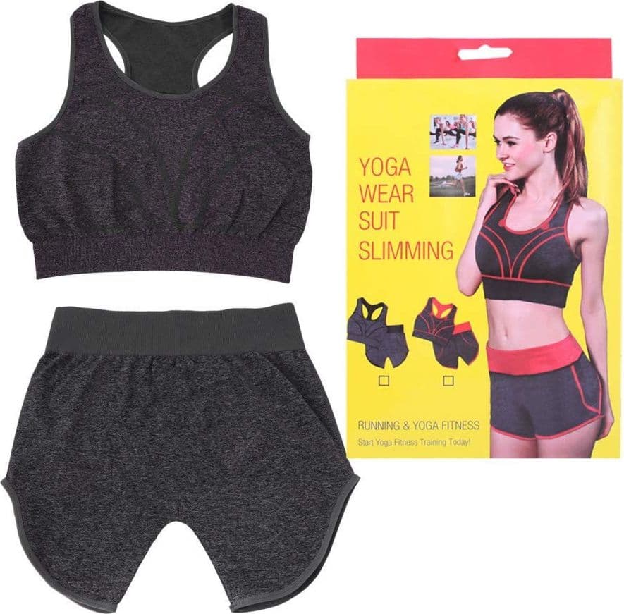 COMPLETINO YOGA SPORT PALESTRA DONNA TOP CANOTTA REGGISENO + PANTALONCINO