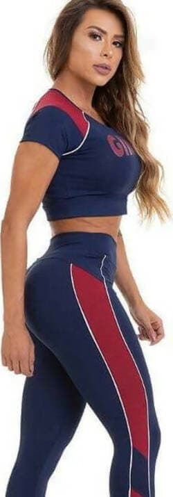 Completo Fitness Donna Garotafit Set per La Palestra Traspirante Maglietta Crop Maniche Corte E Leggins Aderenti