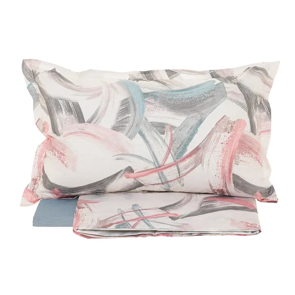 Completo lenzuola astratto in percalle di cotone 200 T.C. matrimoniale - Tessitura Randi in Set di lenzuola e federe Falco Biancheria - Parete, commercioVirtuoso.it
