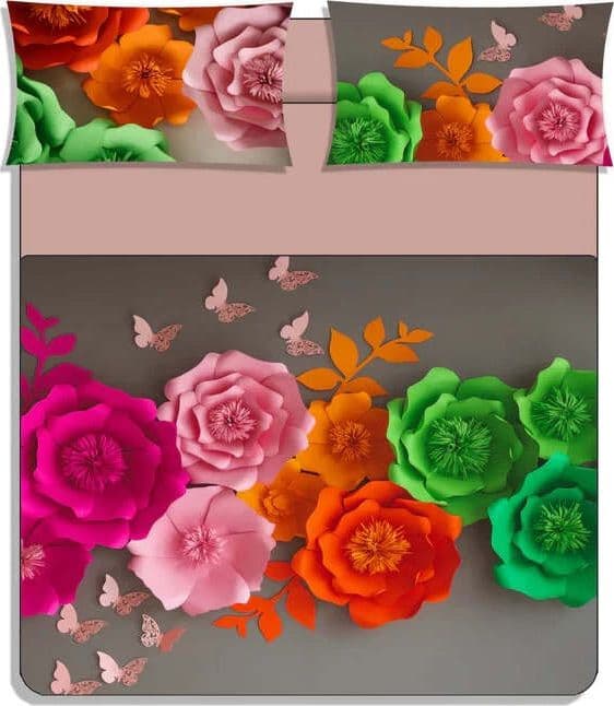 Completo lenzuola copriletto digital flowers stampa digitale matrimoniale - karì in Set di lenzuola e federe Falco Biancheria - Parete, commercioVirtuoso.it