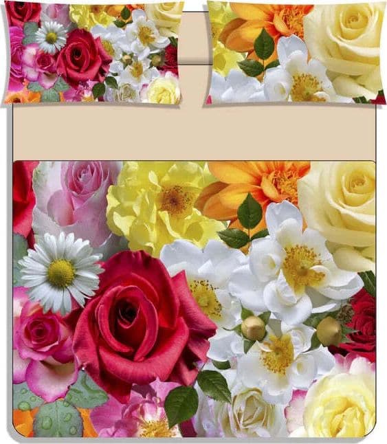 Completo lenzuola copriletto letto fiorito stampa digitale matrimoniale - karì in Set di lenzuola e federe Falco Biancheria - Parete, commercioVirtuoso.it