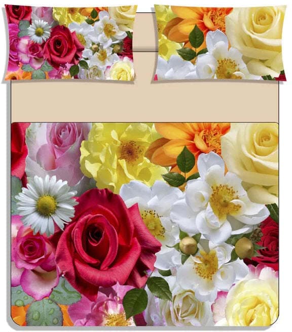 Completo lenzuola copriletto letto fiorito stampa digitale matrimoniale - karì in Set di lenzuola e federe Falco Biancheria - Parete, commercioVirtuoso.it