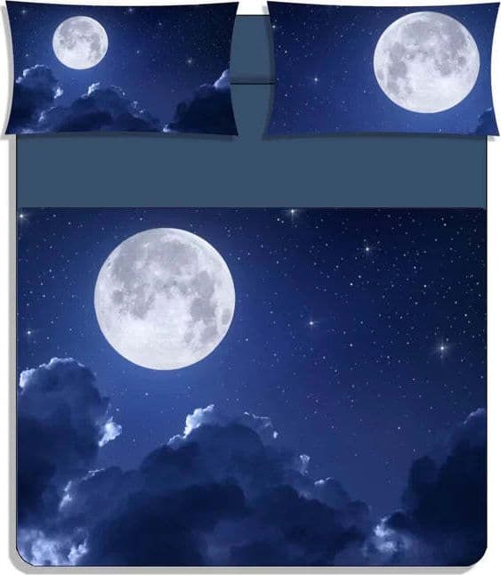 Completo lenzuola copriletto luna piena stampa digitale matrimoniale - karì in Set di lenzuola e federe Falco Biancheria - Parete, commercioVirtuoso.it