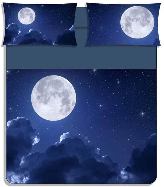Completo lenzuola copriletto luna piena stampa digitale matrimoniale - karì in Set di lenzuola e federe Falco Biancheria - Parete, commercioVirtuoso.it