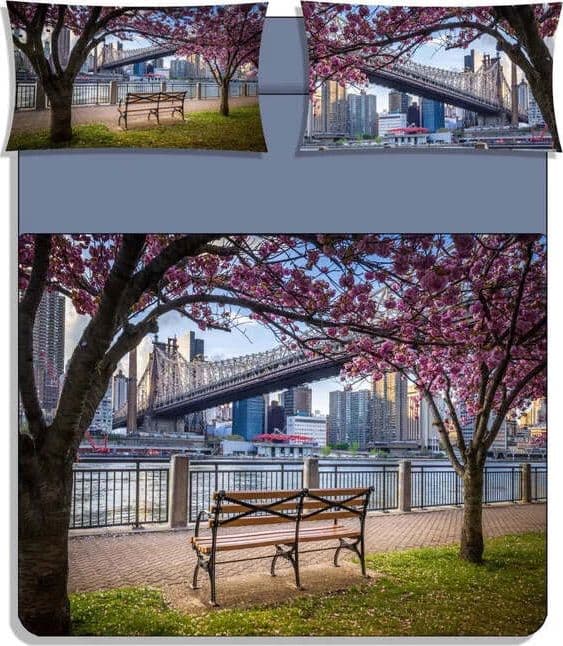 Completo lenzuola copriletto manhattan stampa digitale matrimoniale - karì in Set di lenzuola e federe Falco Biancheria - Parete, commercioVirtuoso.it